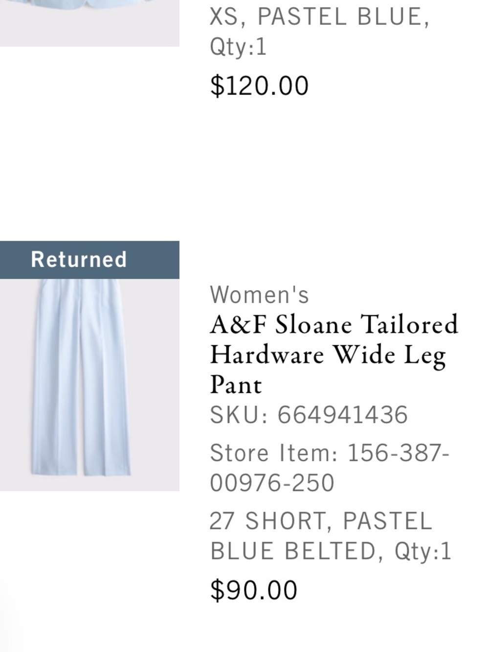Abercrombie Sloane tailored wide leg pants with hardware in pastel blue